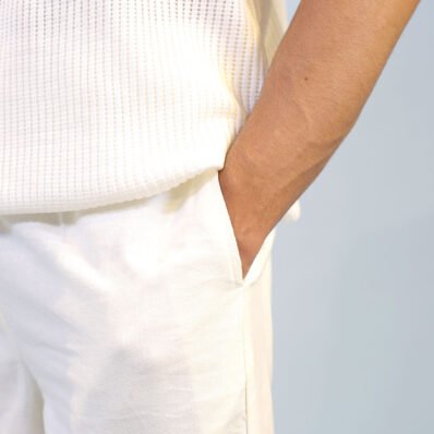 Straight Off-White Cotton Pants