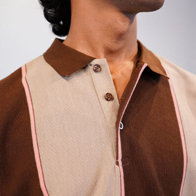 Striped Rust/Beige Polo Shirt