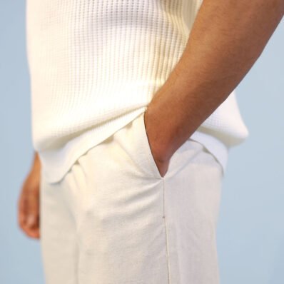 Straight Beige Cotton Pants