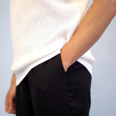 Straight Black Cotton Pants