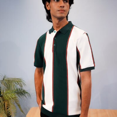 Striped Green/White Polo Shirt