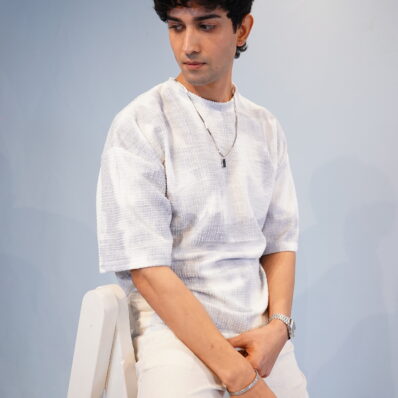 Gradient Textured T-Shirt in Light Blue